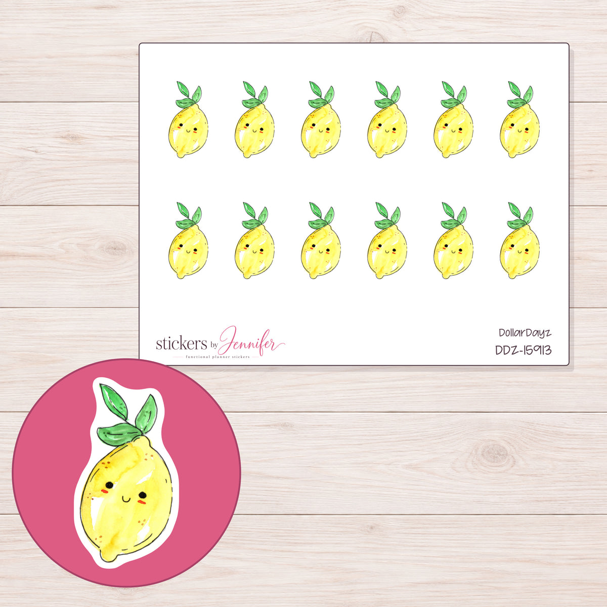 DDZ-15913 planner sticker sheet with enlarged sticker detail