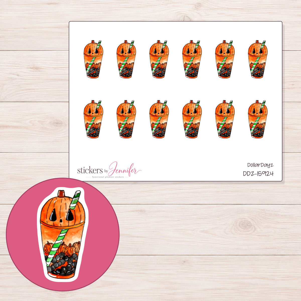 DDZ-15924 planner sticker sheet with enlarged sticker detail
