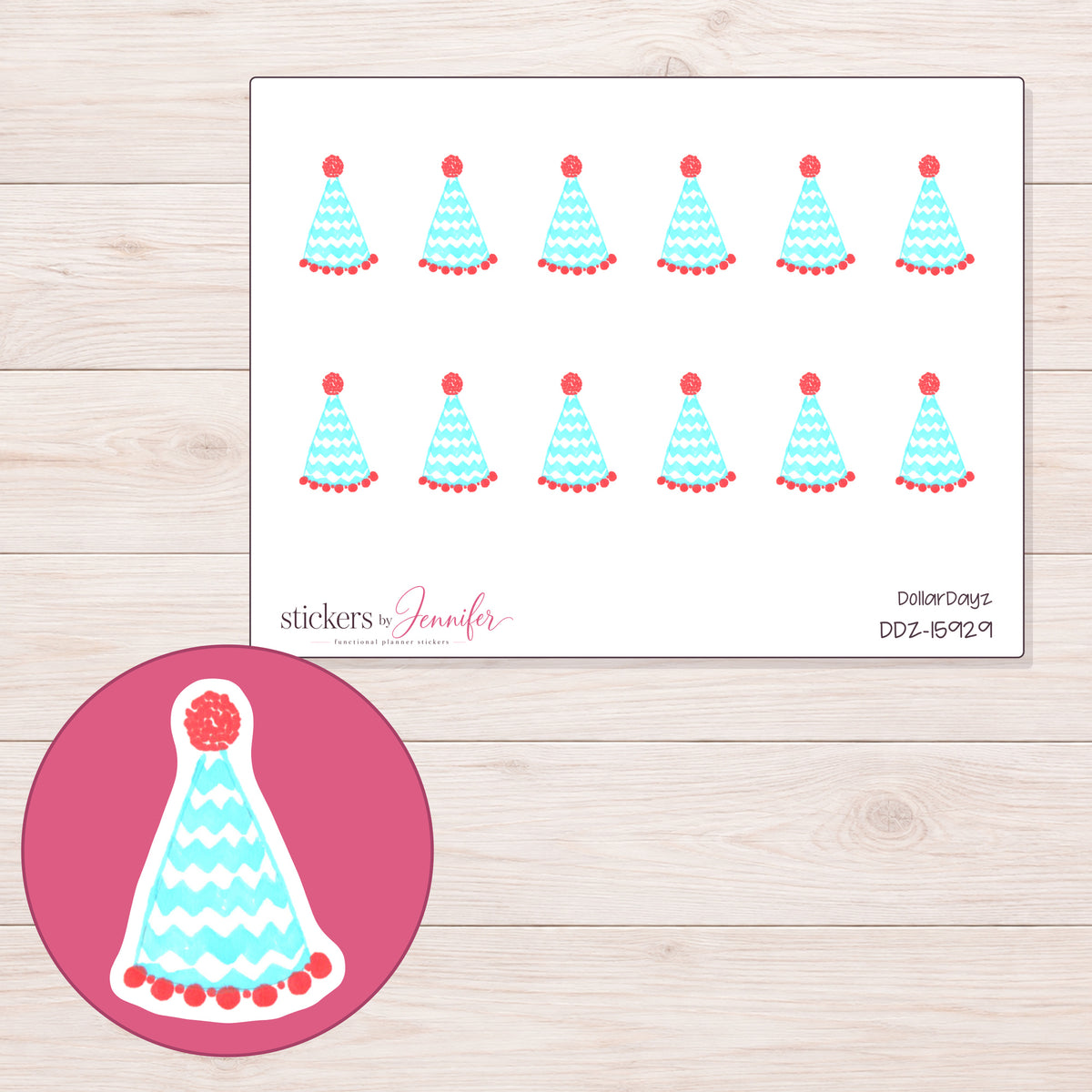 DDZ-15929 planner sticker sheet with enlarged sticker detail