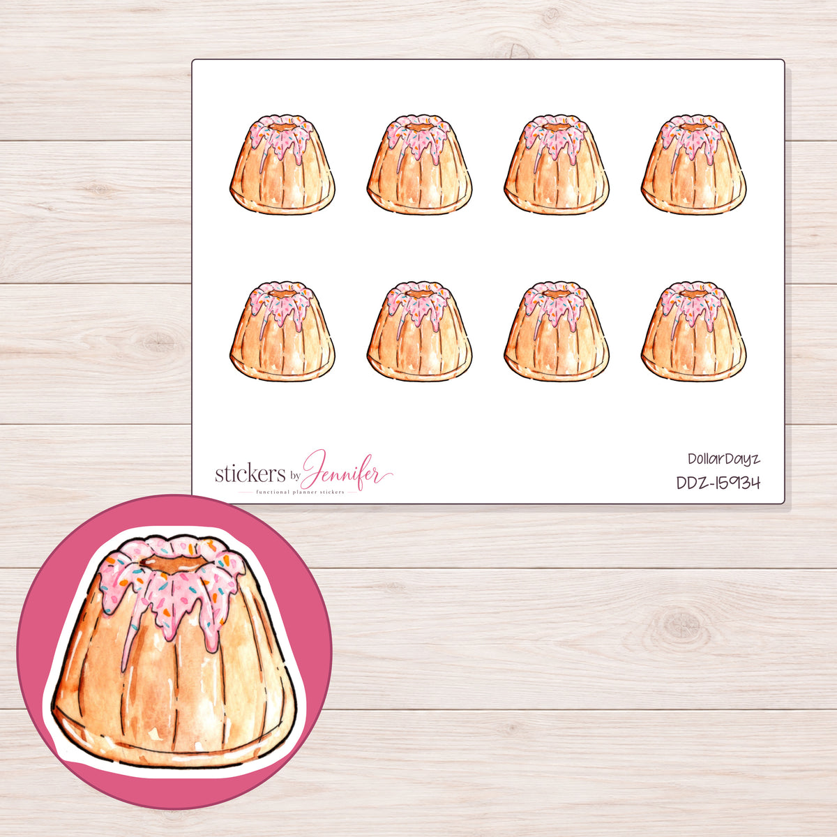 DDZ-15934 planner sticker sheet with enlarged sticker detail