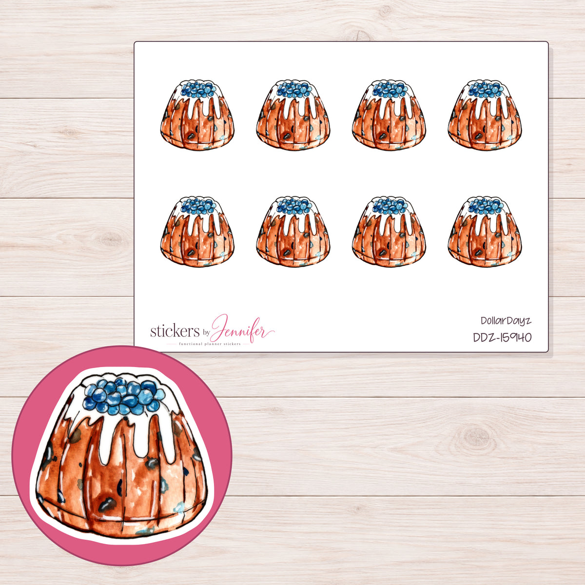 DDZ-15940 planner sticker sheet with enlarged sticker detail