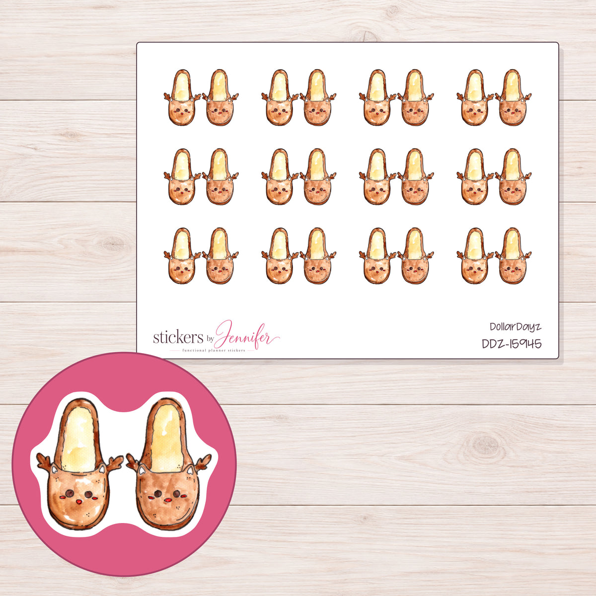 DDZ-15945 planner sticker sheet with enlarged sticker detail