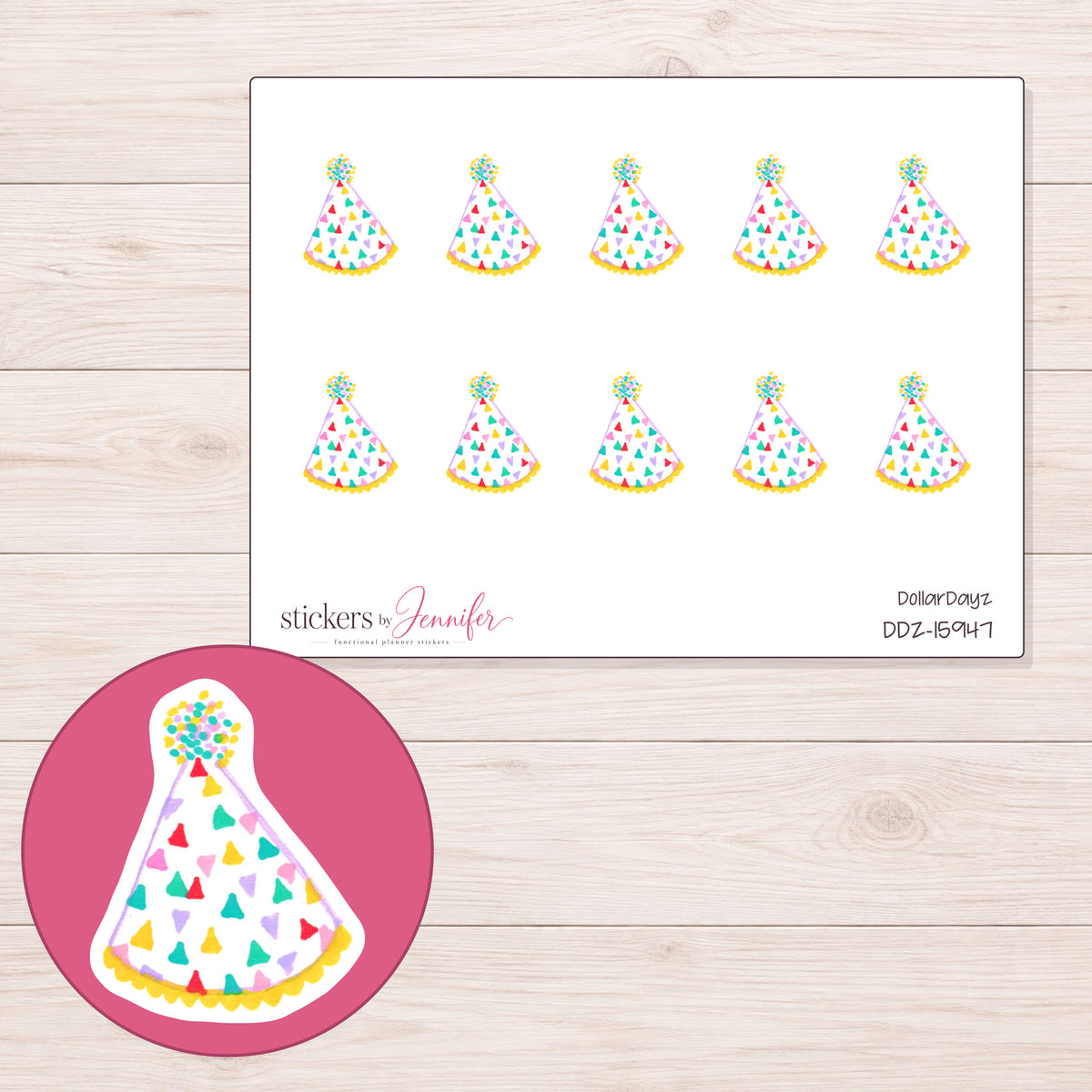 DDZ-15947 planner sticker sheet with enlarged sticker detail