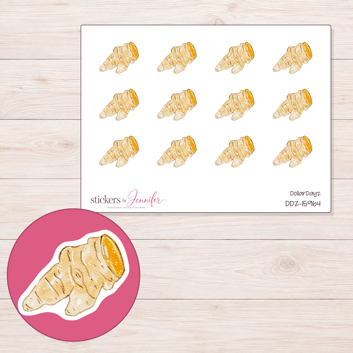 DDZ-15964 planner sticker sheet with enlarged sticker detail