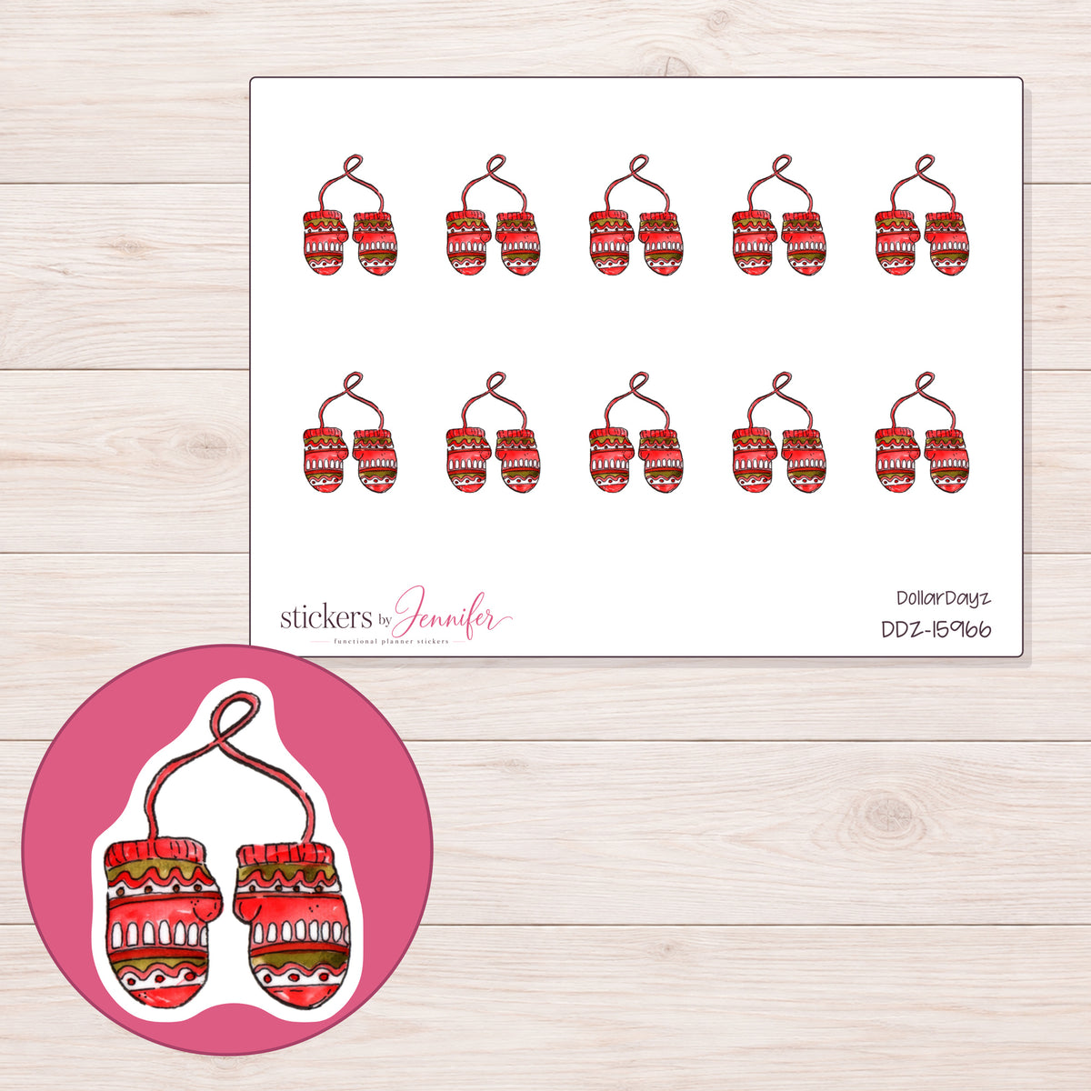 DDZ-15966 planner sticker sheet with enlarged sticker detail