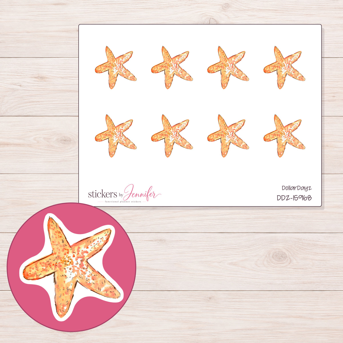 DDZ-15968 planner sticker sheet with enlarged sticker detail