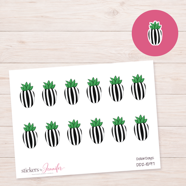 Succulent in Striped Vase Planner Stickers | DDZ-1597