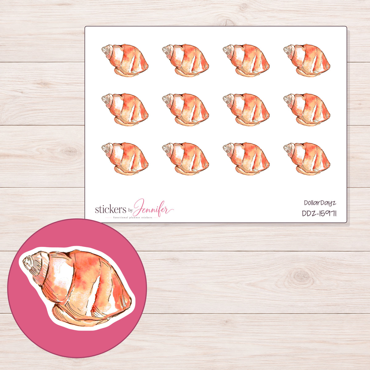 DDZ-15971 planner sticker sheet with enlarged sticker detail