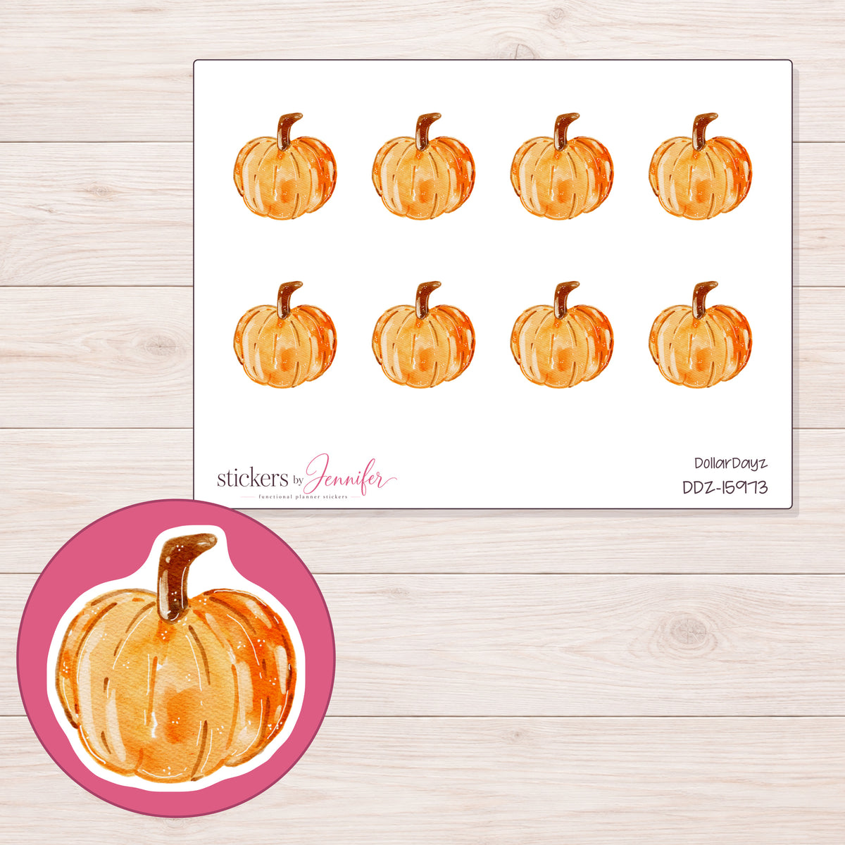 DDZ-15973 planner sticker sheet with enlarged sticker detail