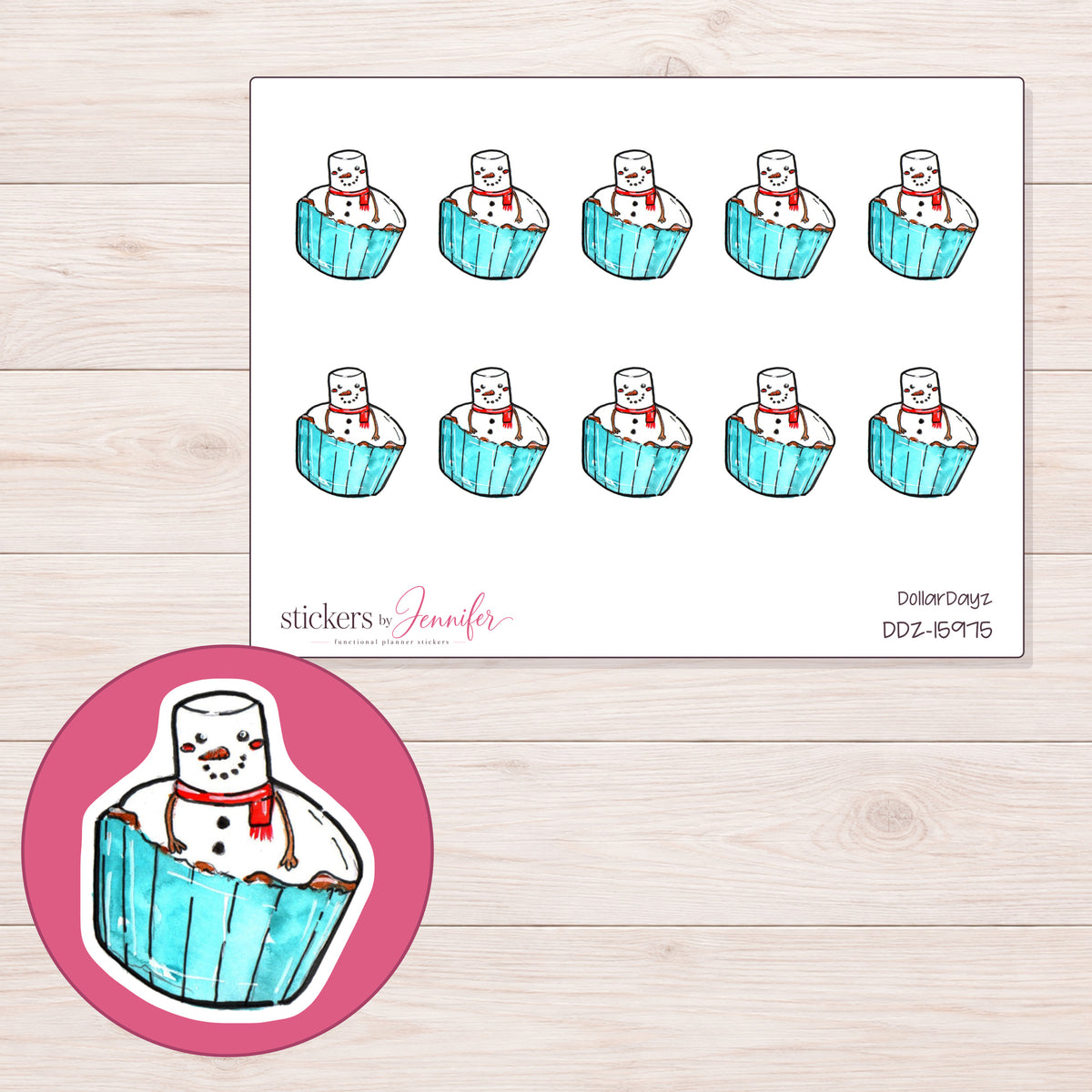 DDZ-15975 planner sticker sheet with enlarged sticker detail