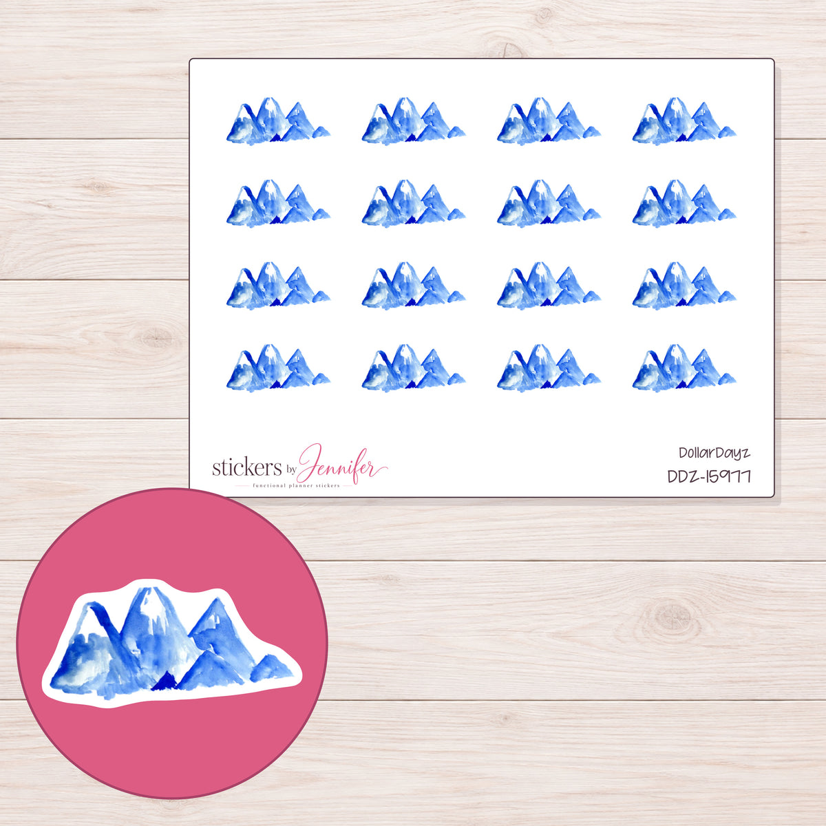 DDZ-15977 planner sticker sheet with enlarged sticker detail
