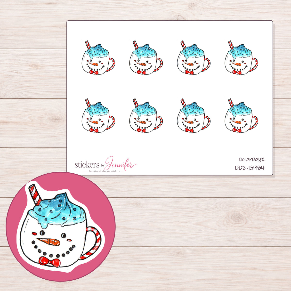 DDZ-15984 planner sticker sheet with enlarged sticker detail