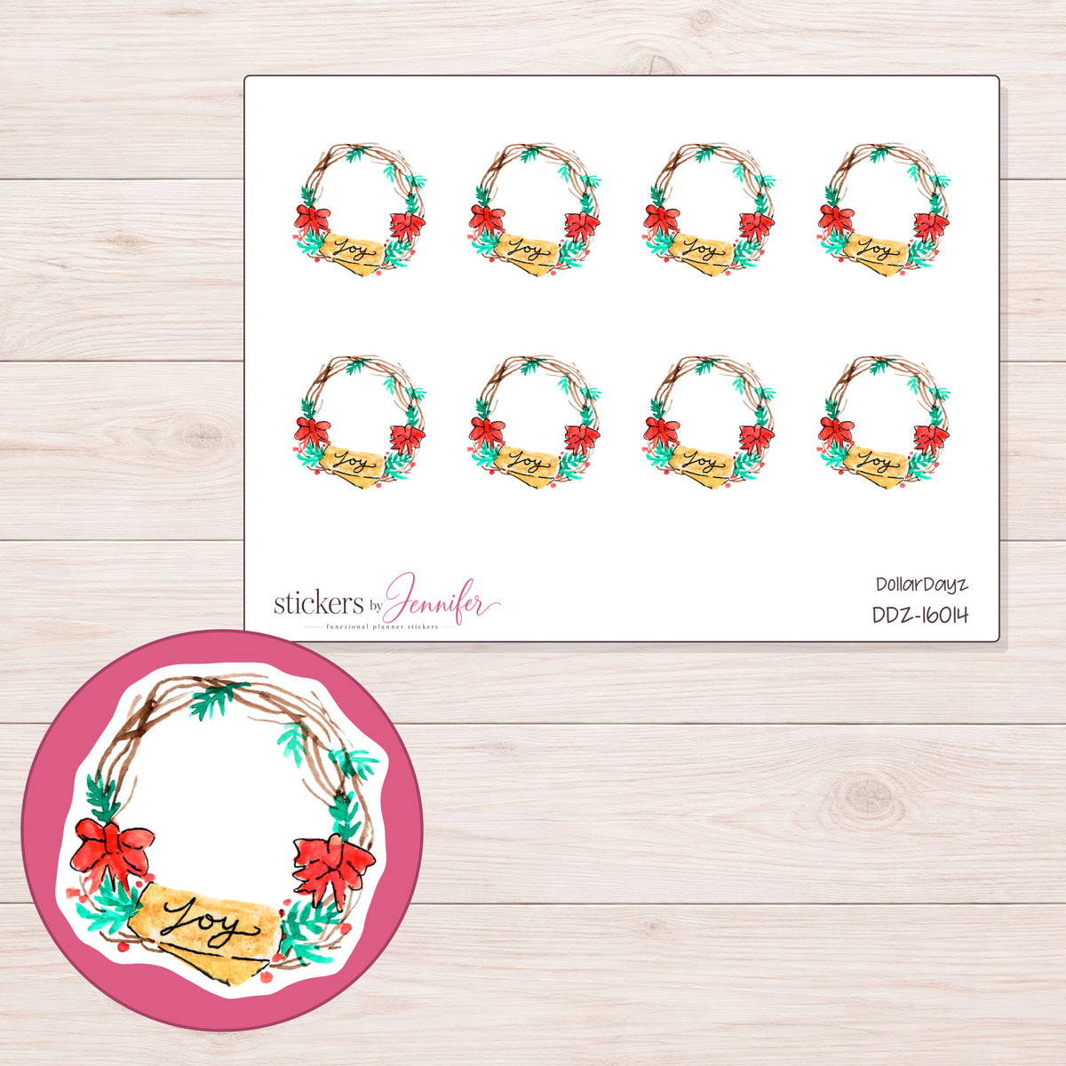 DDZ-16014 planner sticker sheet with enlarged sticker detail