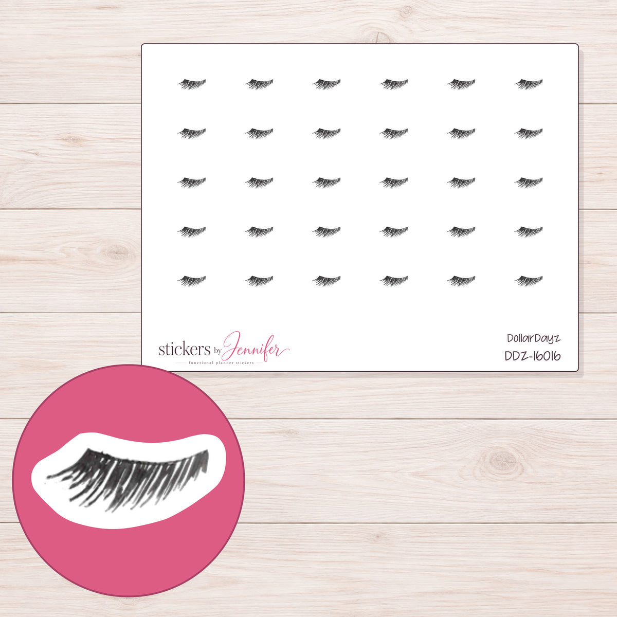 DDZ-16016 planner sticker sheet with enlarged sticker detail