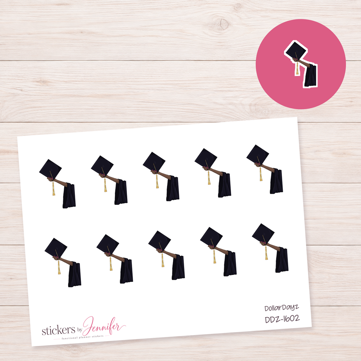 Graduation Cap Held High Planner Stickers | DDZ-1602