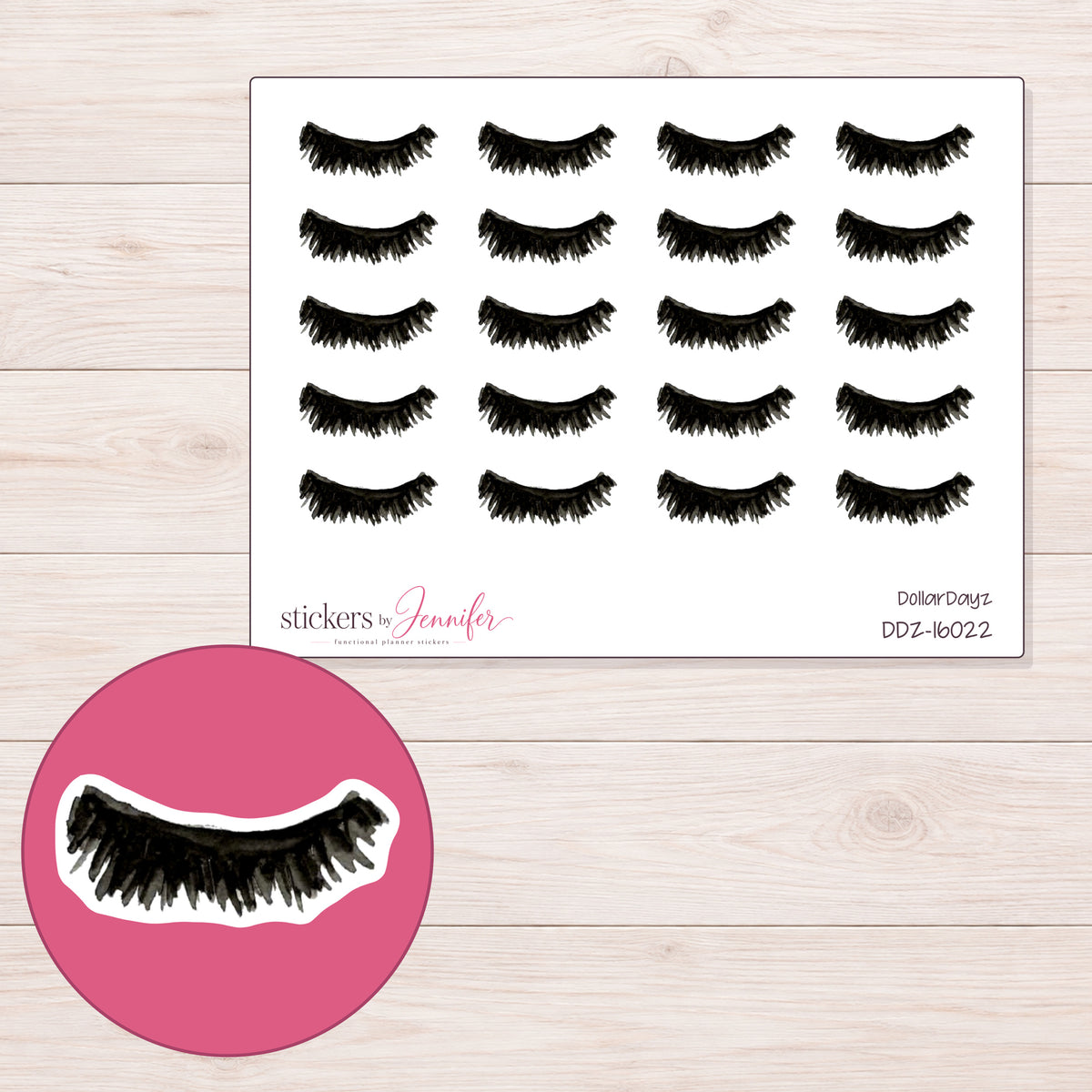 DDZ-16022 planner sticker sheet with enlarged sticker detail
