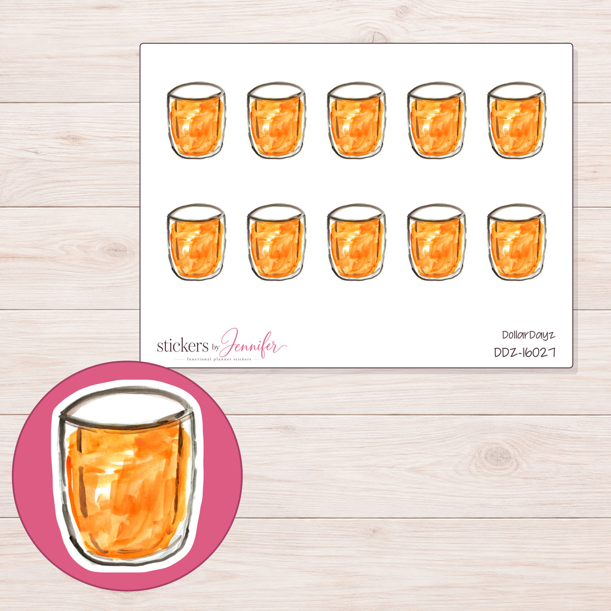 DDZ-16027 planner sticker sheet with enlarged sticker detail