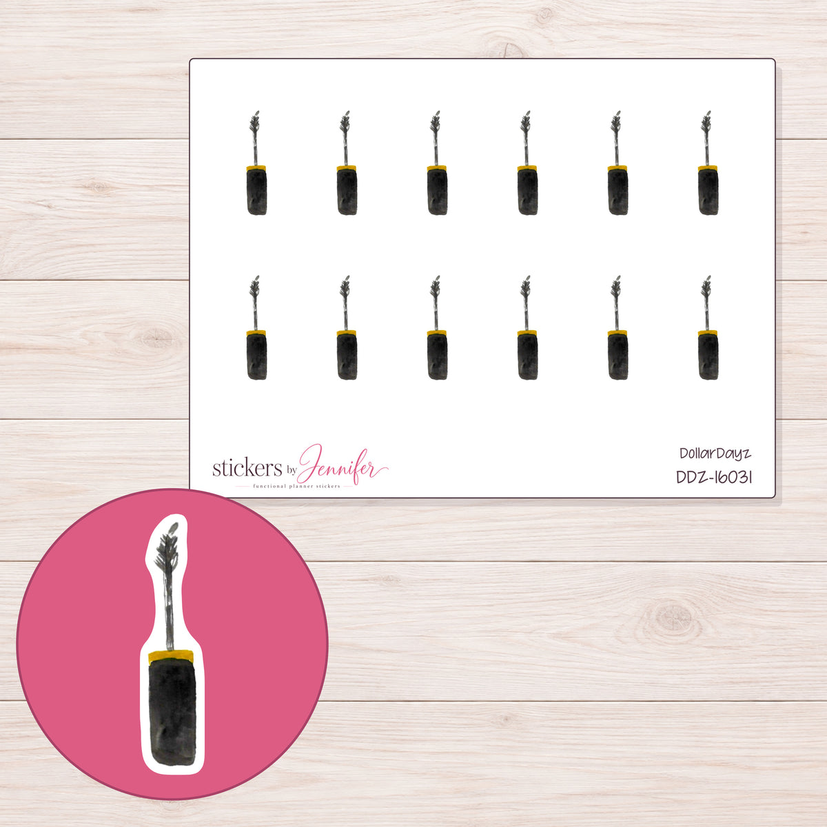 DDZ-16031 planner sticker sheet with enlarged sticker detail