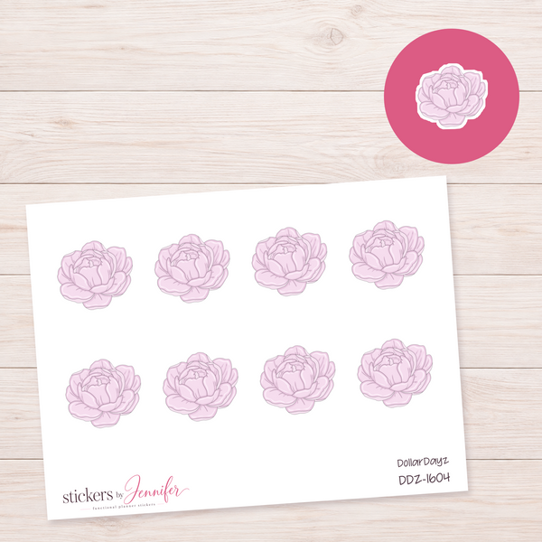 Pale Pink Peony Bloom Planner Stickers | DDZ-1604