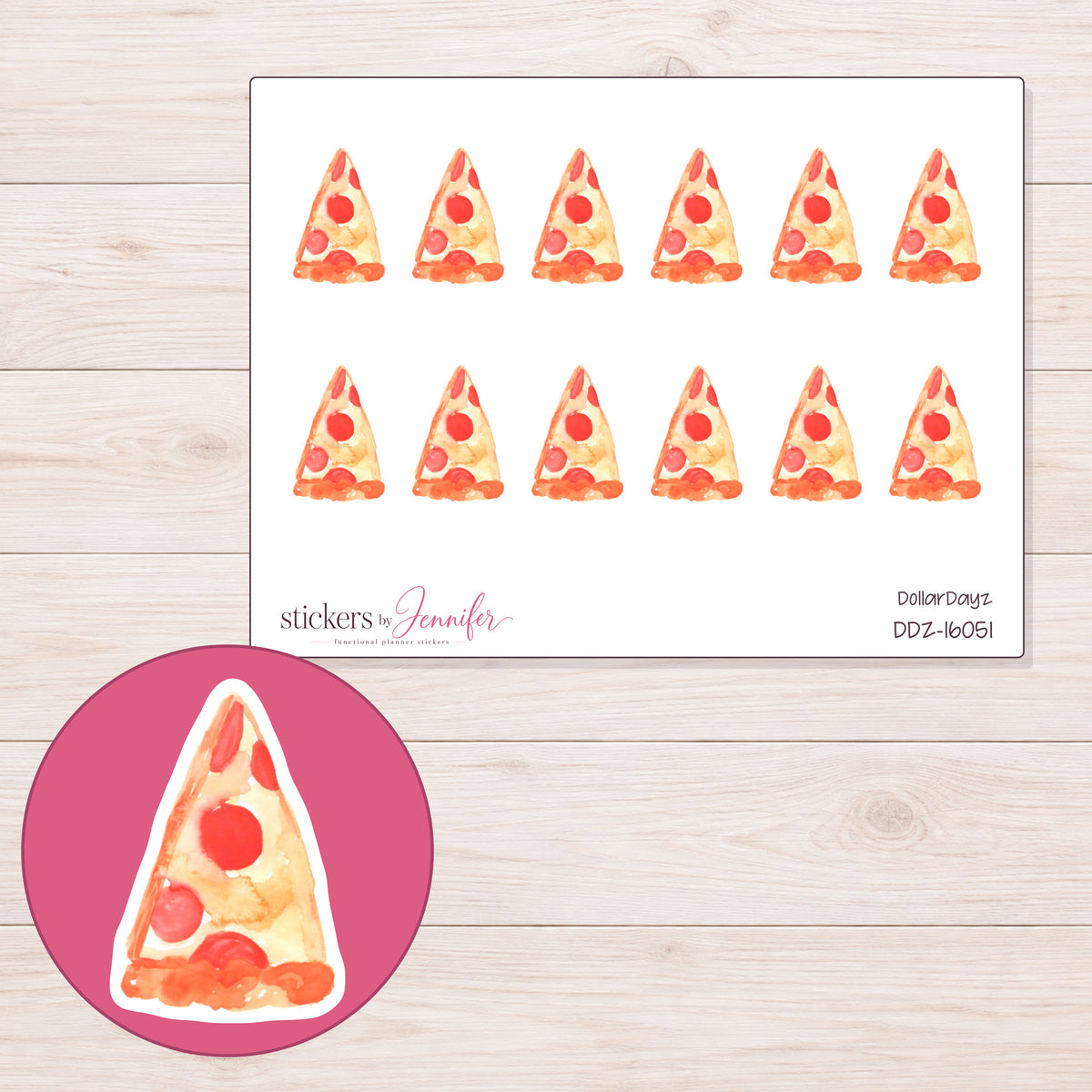 DDZ-16051 planner sticker sheet with enlarged sticker detail