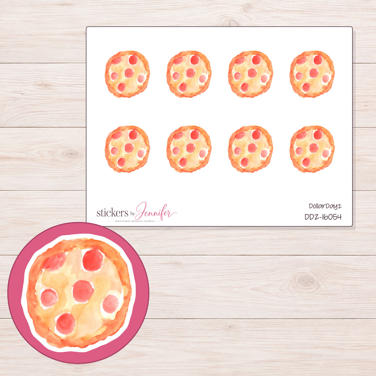 DDZ-16054 planner sticker sheet with enlarged sticker detail