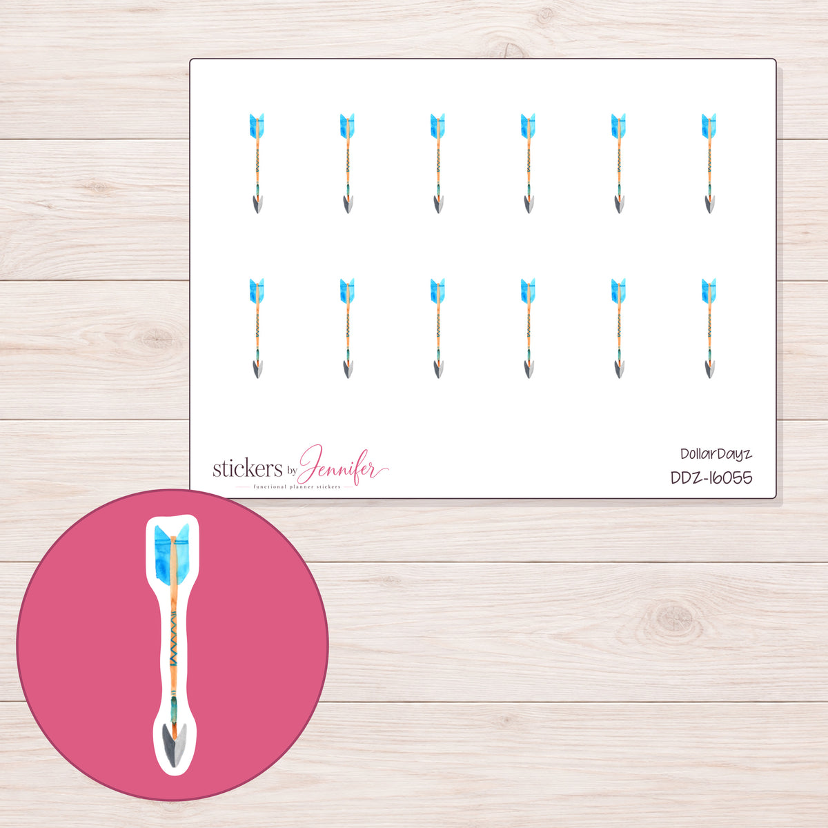 DDZ-16055 planner sticker sheet with enlarged sticker detail