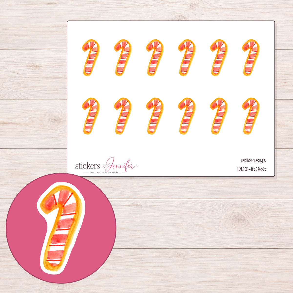DDZ-16065 planner sticker sheet with enlarged sticker detail