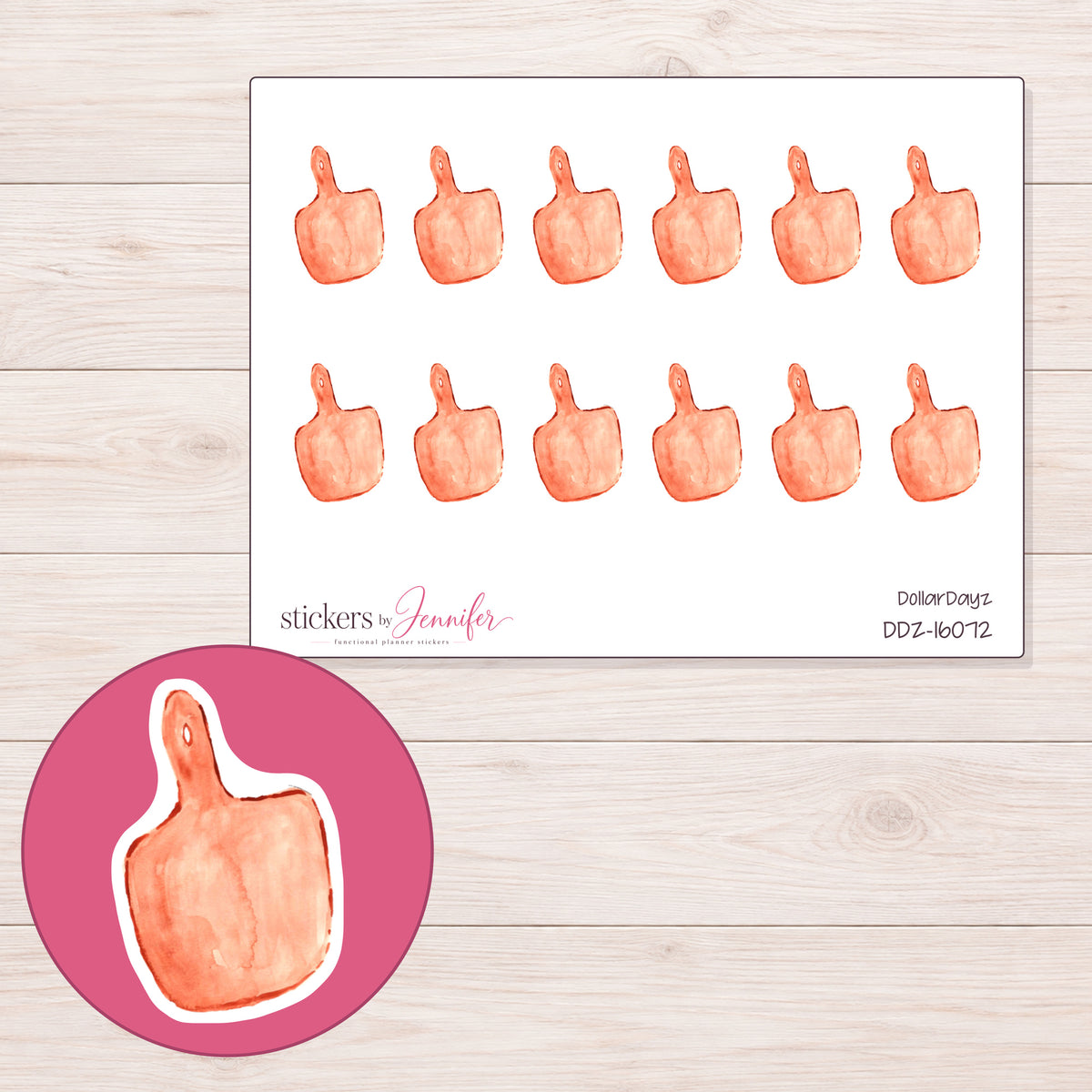 DDZ-16072 planner sticker sheet with enlarged sticker detail