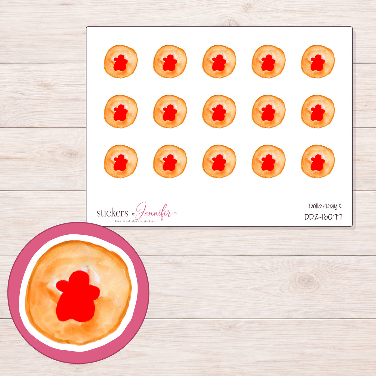 DDZ-16077 planner sticker sheet with enlarged sticker detail