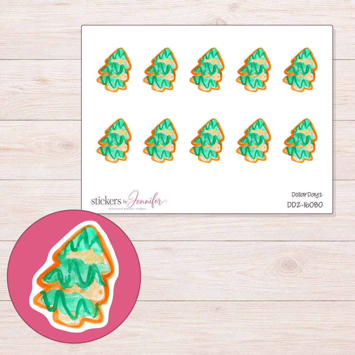 DDZ-16080 planner sticker sheet with enlarged sticker detail