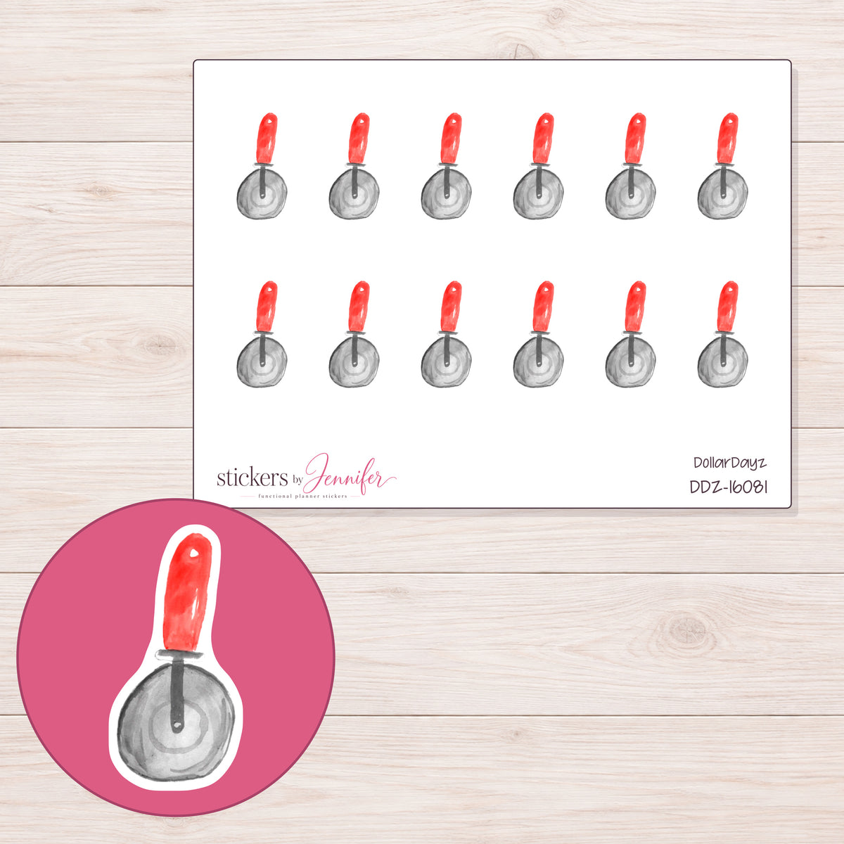 DDZ-16081 planner sticker sheet with enlarged sticker detail