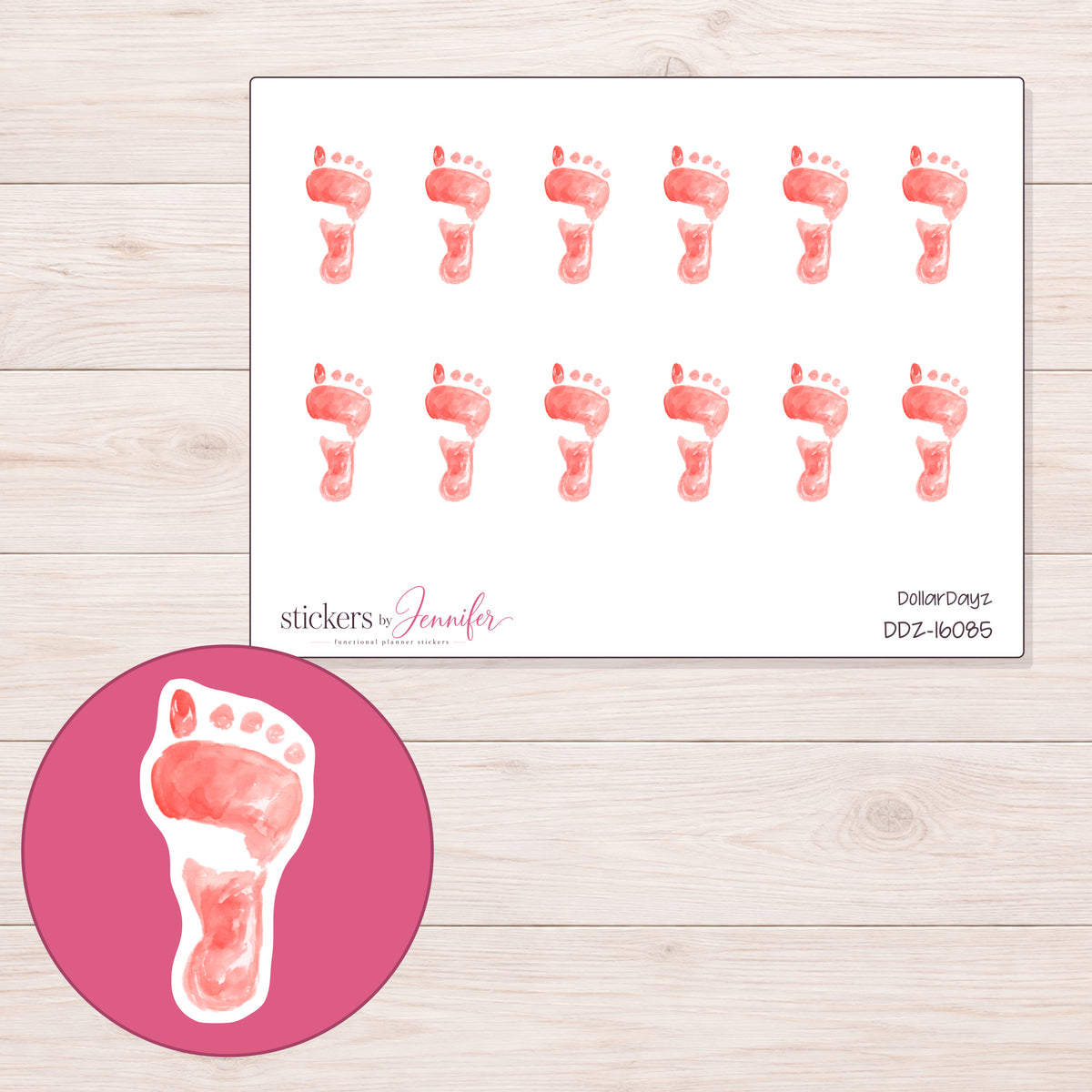 DDZ-16085 planner sticker sheet with enlarged sticker detail