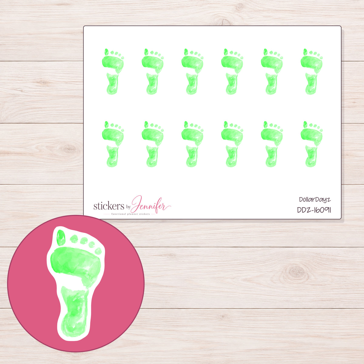 DDZ-16091 planner sticker sheet with enlarged sticker detail