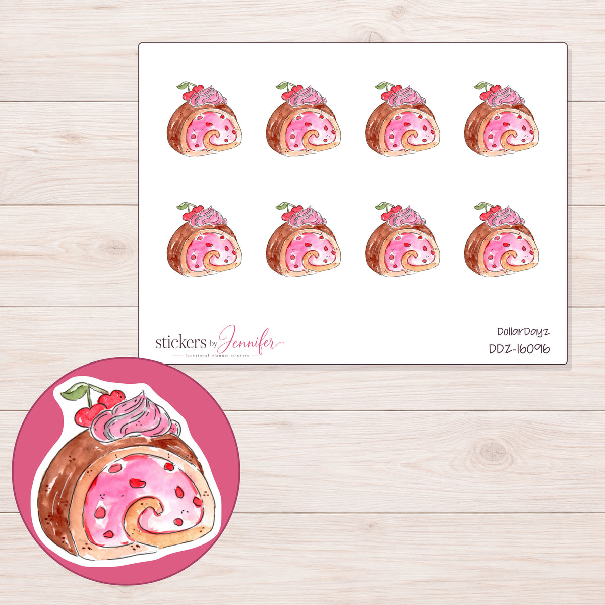DDZ-16096 planner sticker sheet with enlarged sticker detail