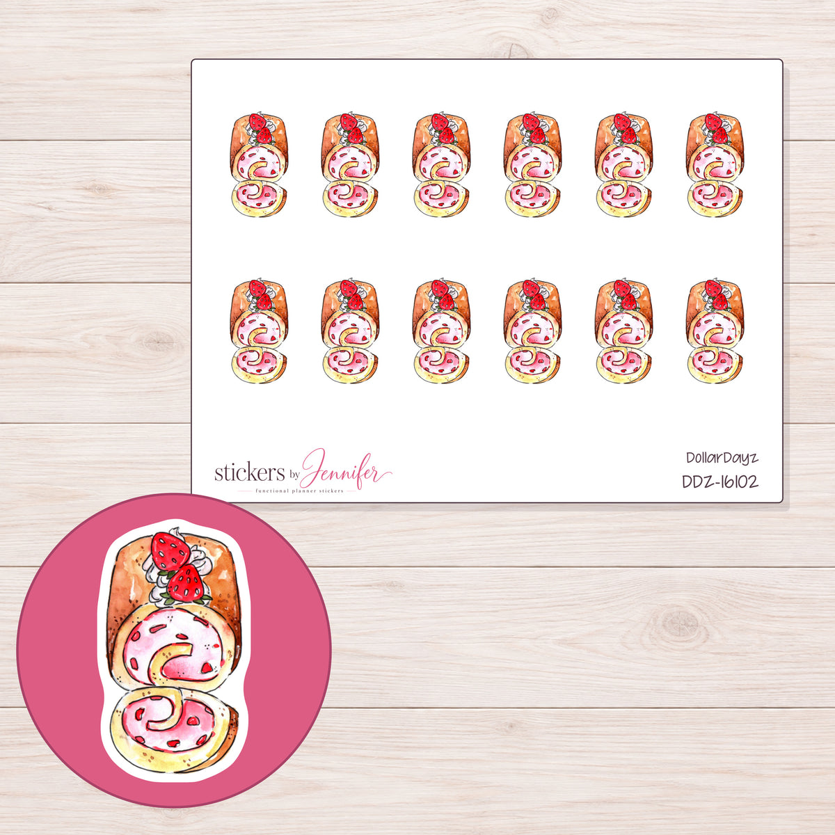 DDZ-16102 planner sticker sheet with enlarged sticker detail