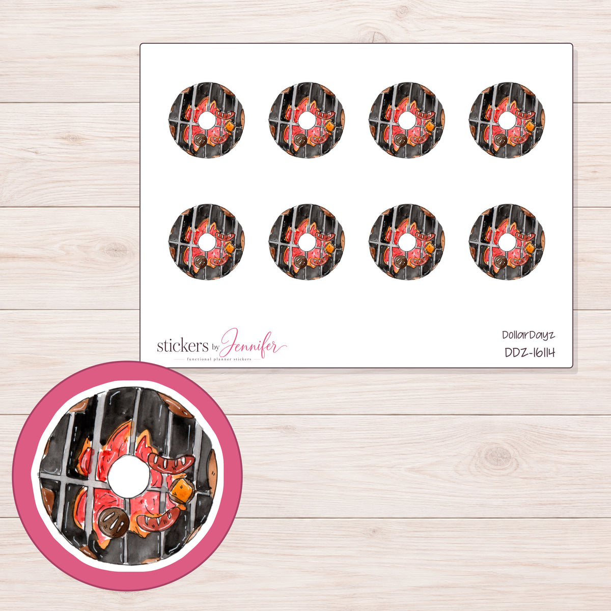 DDZ-16114 planner sticker sheet with enlarged sticker detail