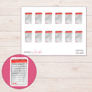 DDZ-16119 planner sticker sheet with enlarged sticker detail