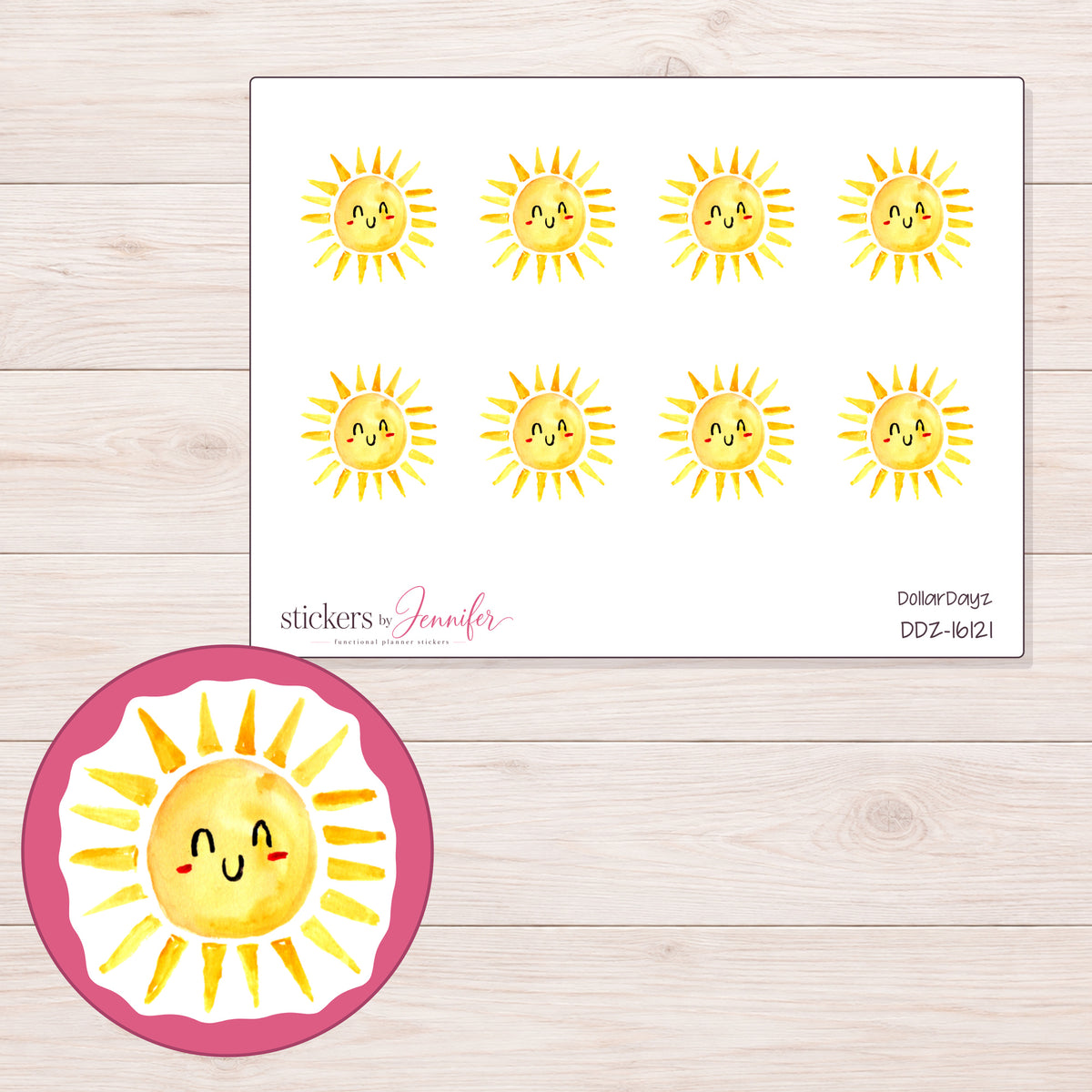 DDZ-16121 planner sticker sheet with enlarged sticker detail