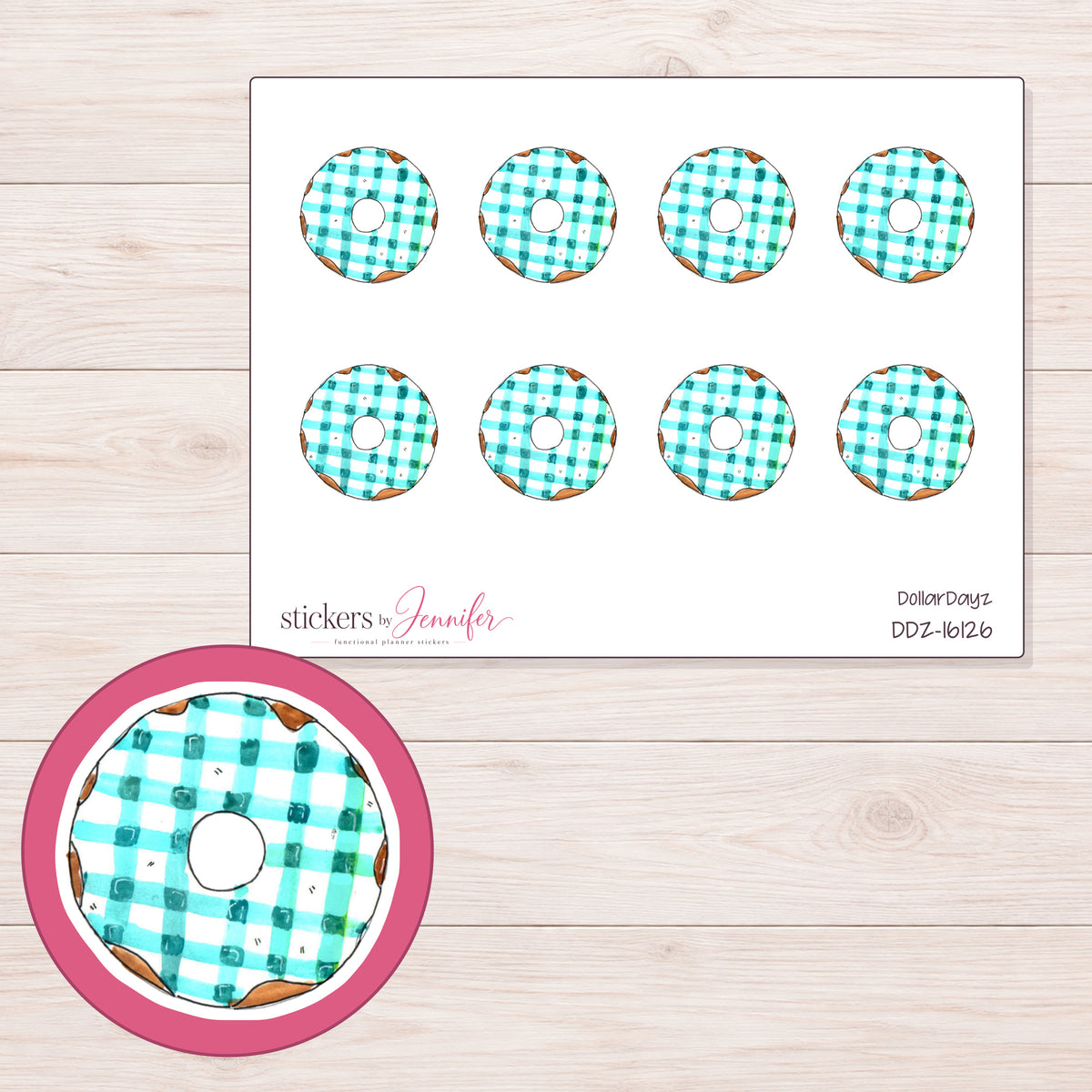 DDZ-16126 planner sticker sheet with enlarged sticker detail