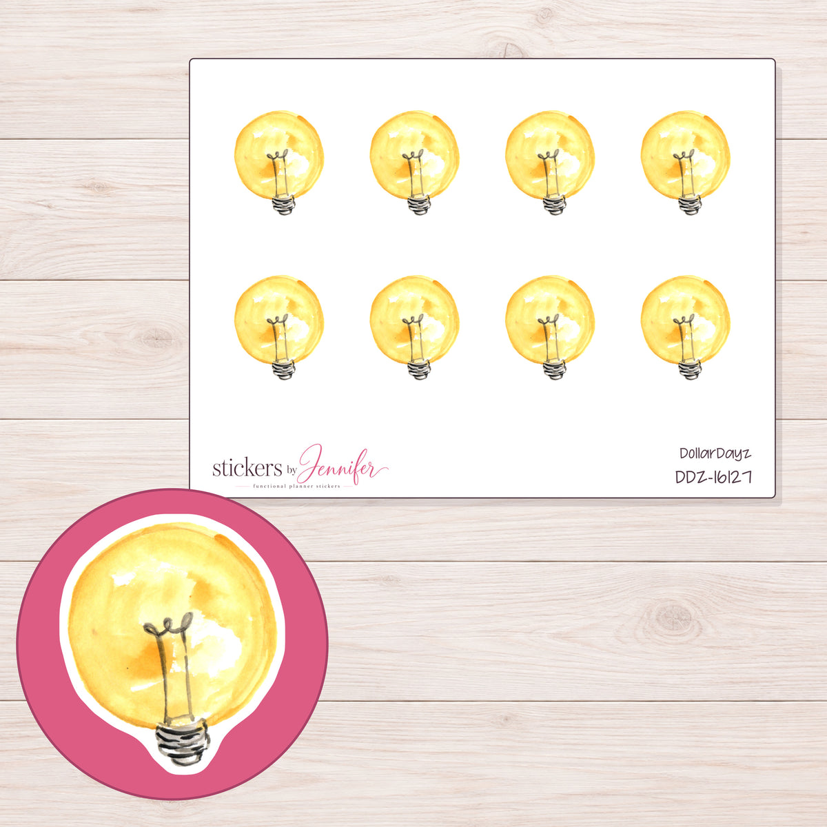 DDZ-16127 planner sticker sheet with enlarged sticker detail