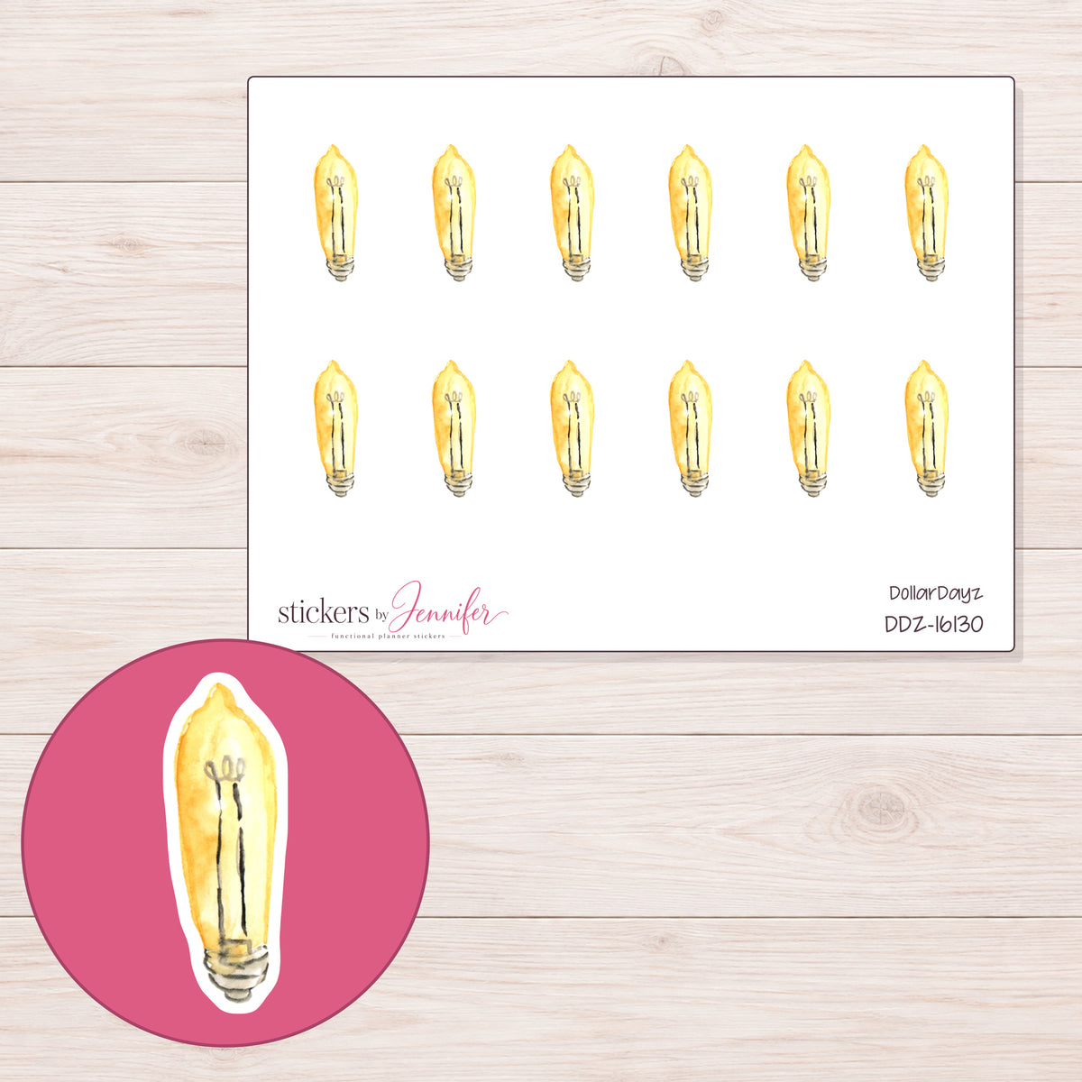 DDZ-16130 planner sticker sheet with enlarged sticker detail