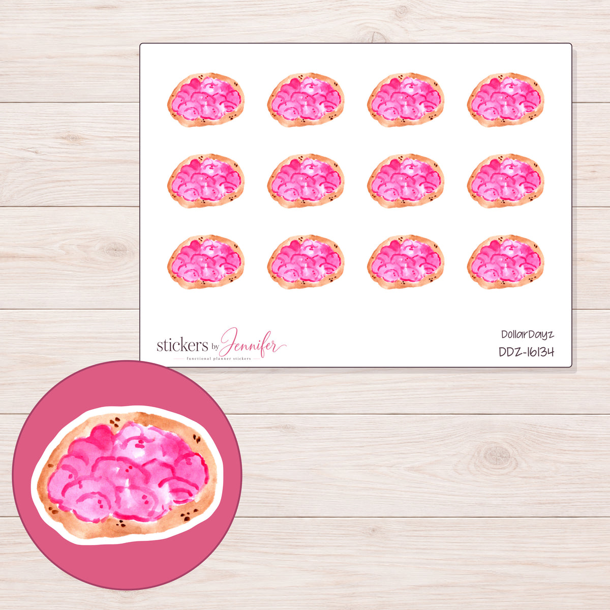DDZ-16134 planner sticker sheet with enlarged sticker detail