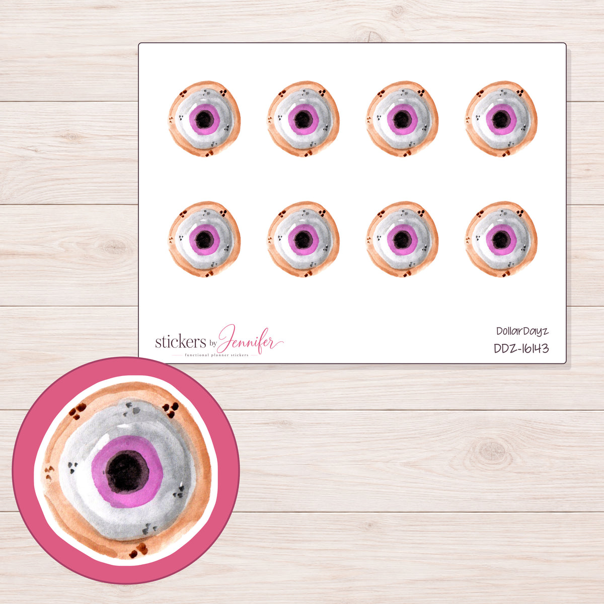 DDZ-16143 planner sticker sheet with enlarged sticker detail