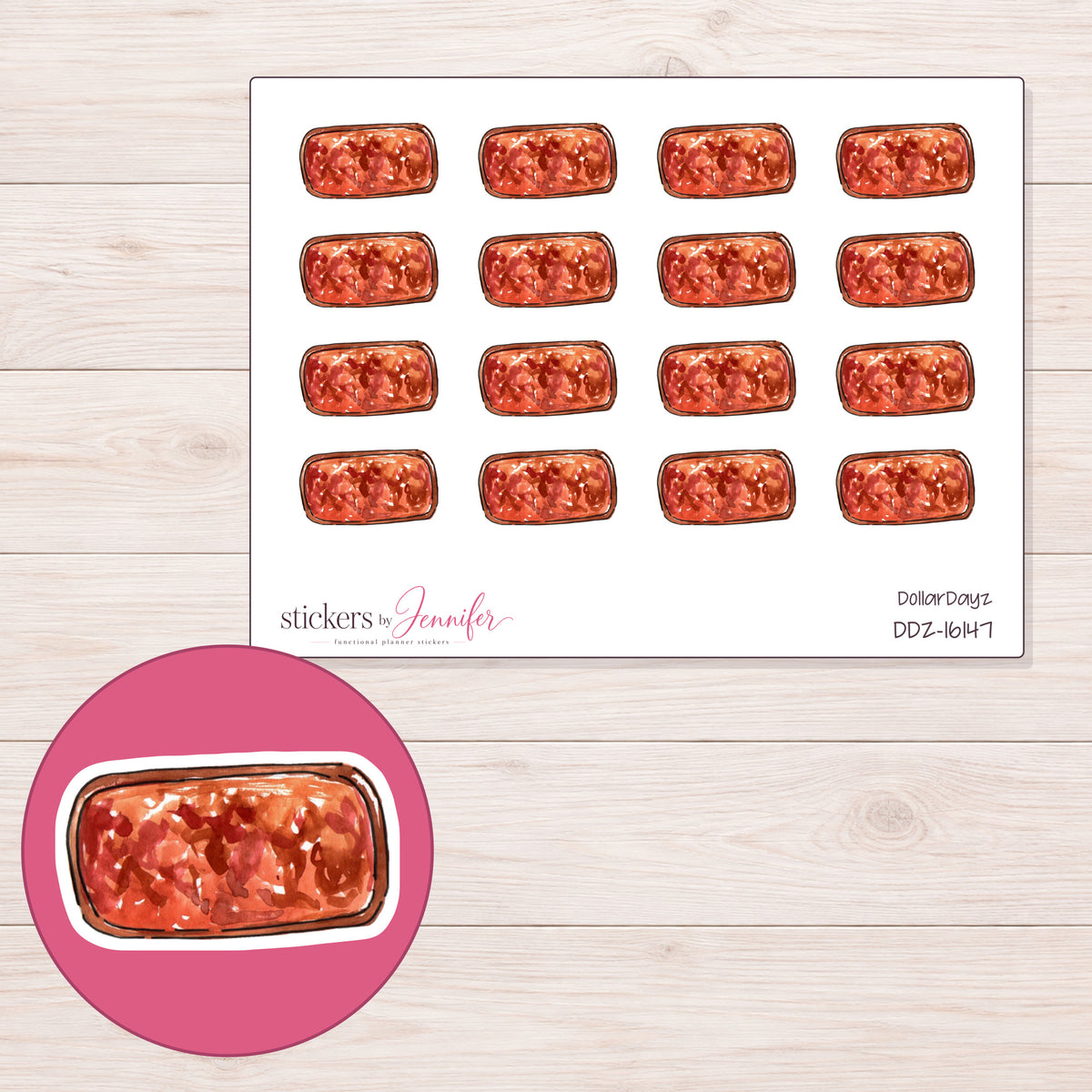 DDZ-16147 planner sticker sheet with enlarged sticker detail