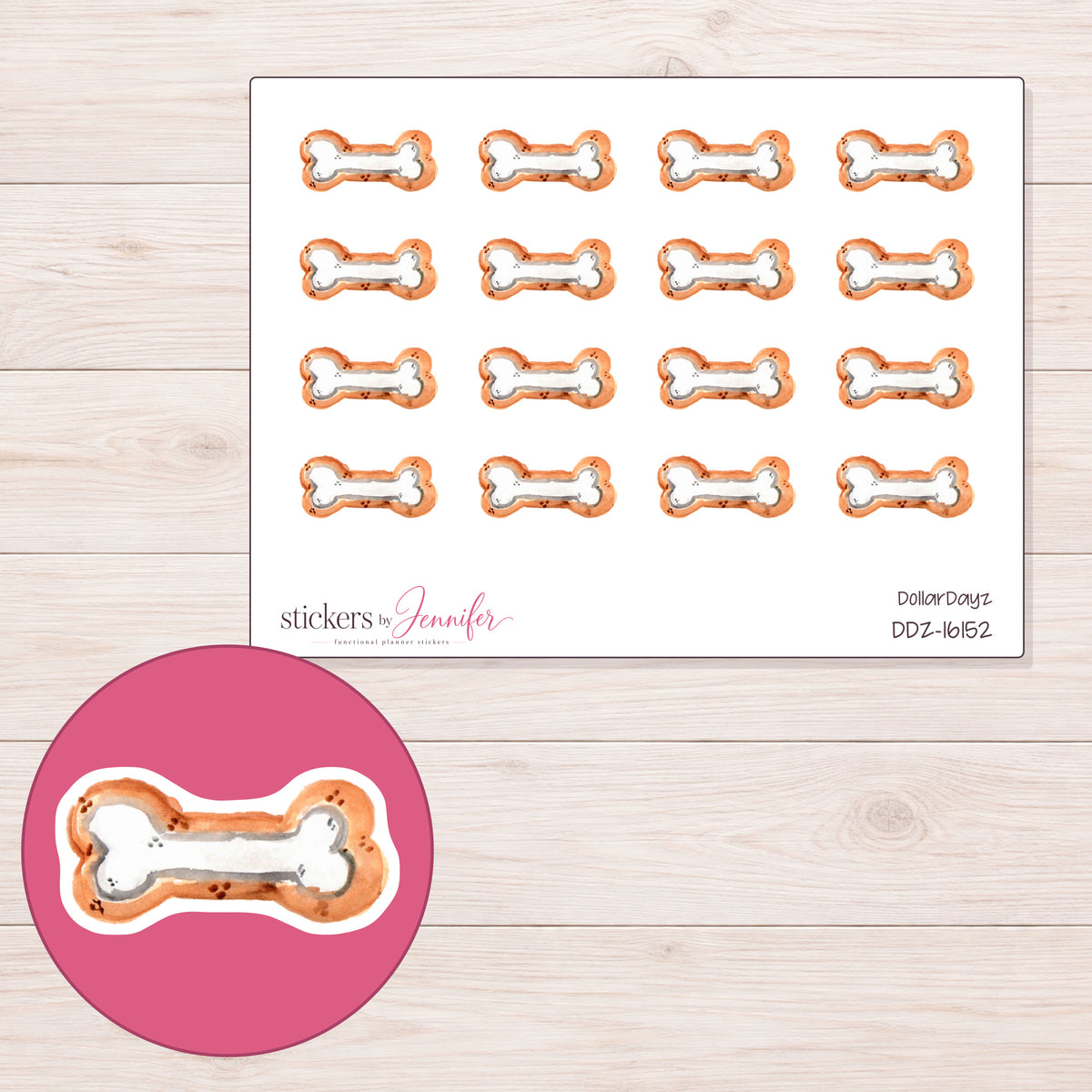 DDZ-16152 planner sticker sheet with enlarged sticker detail