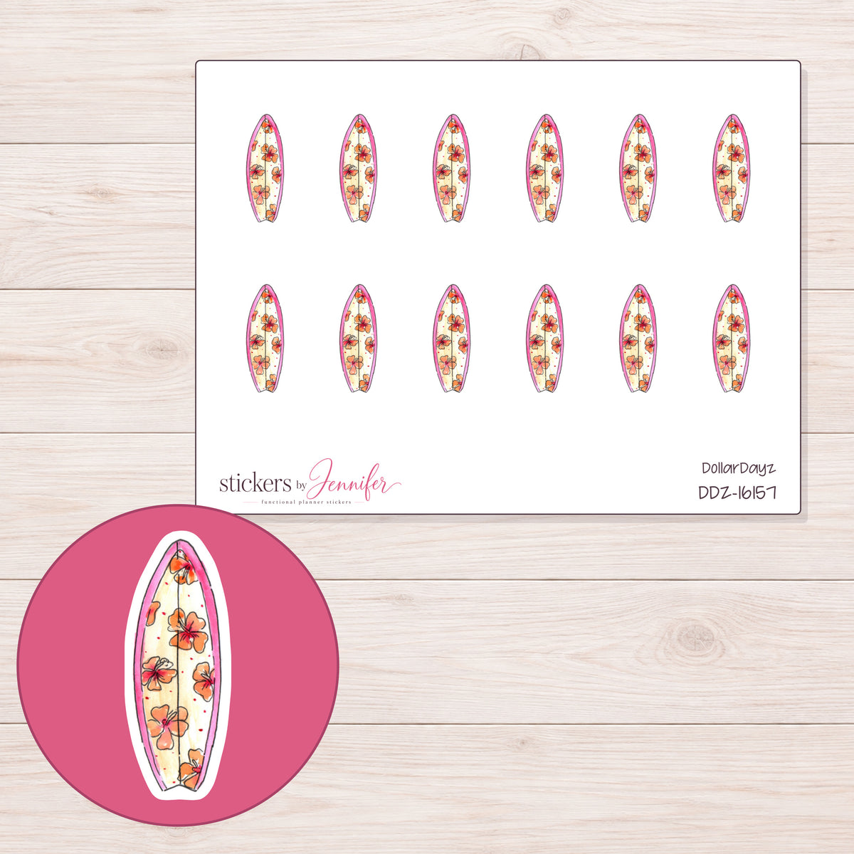 DDZ-16157 planner sticker sheet with enlarged sticker detail