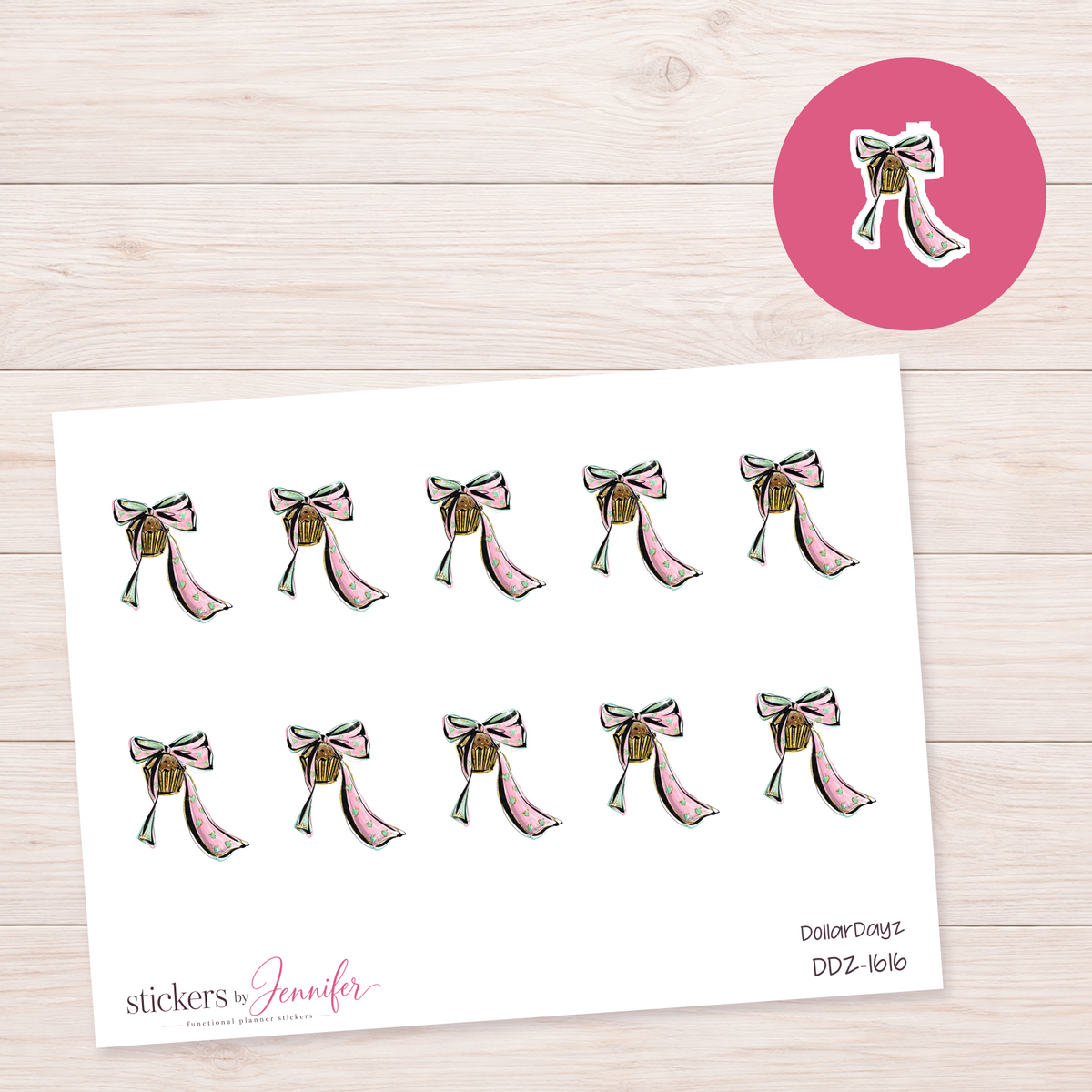 Floral Ribbon Bow Planner Stickers | DDZ-1616