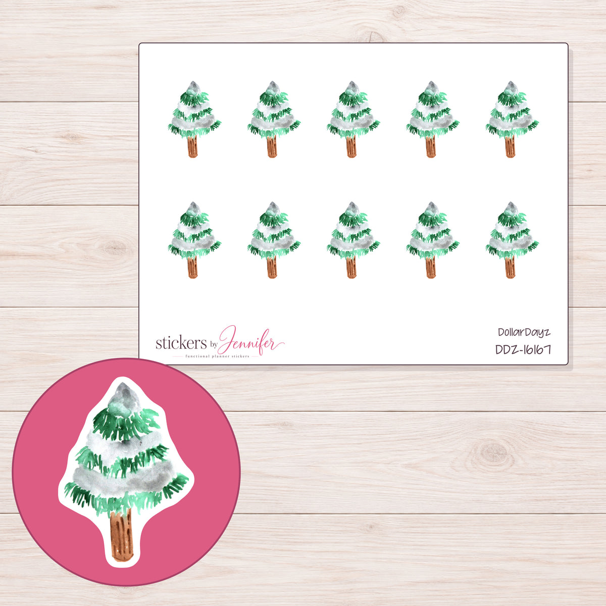 DDZ-16167 planner sticker sheet with enlarged sticker detail