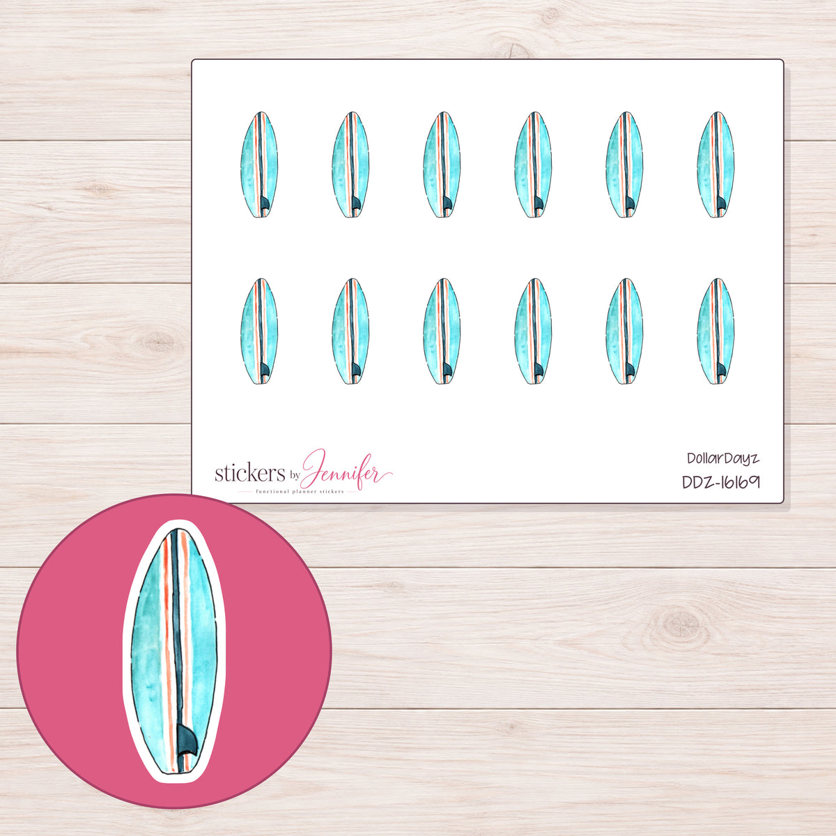 DDZ-16169 planner sticker sheet with enlarged sticker detail