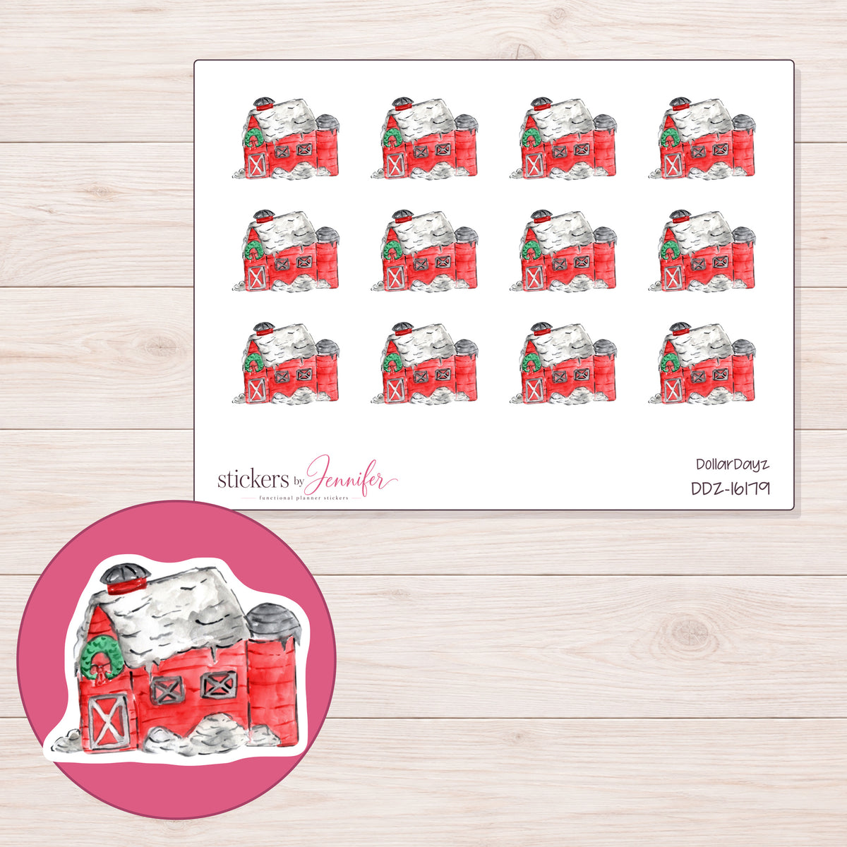 DDZ-16179 planner sticker sheet with enlarged sticker detail